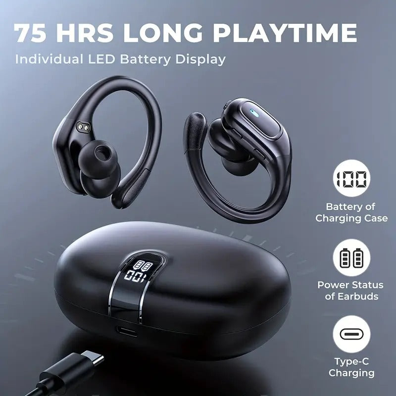 Wireless Noise Cancelling Earphones with LED Display
