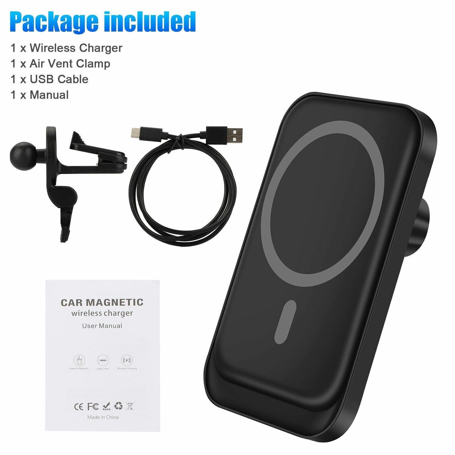 MagSafe Wireless Charger Car Mount for iPhone 12 13 14 Pro Max